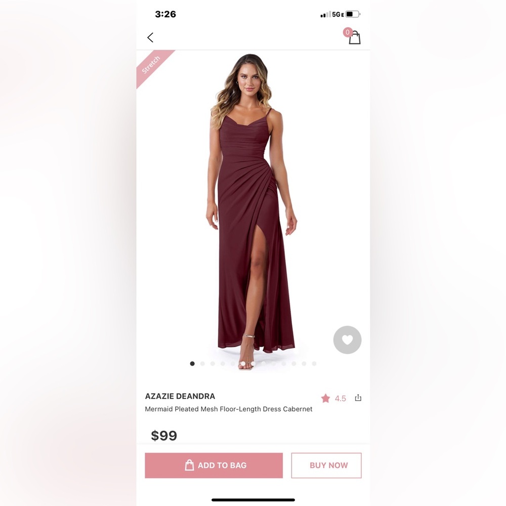 Bridesmaid dress in Cabernet color size 12. From azazie